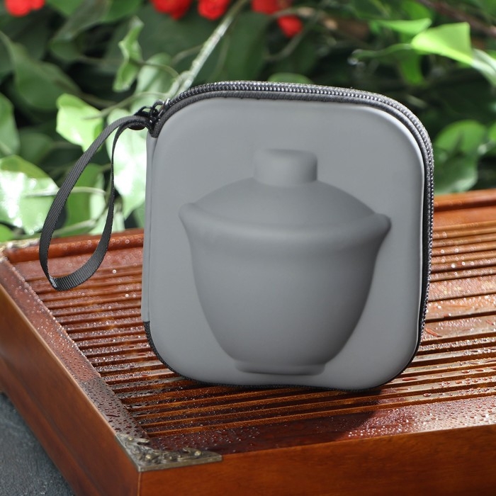 Набор чайный керамический «Восточная мудрость», 4 предмета: 3 пиалы 40 мл, гайвань 240 мл, цвет белый