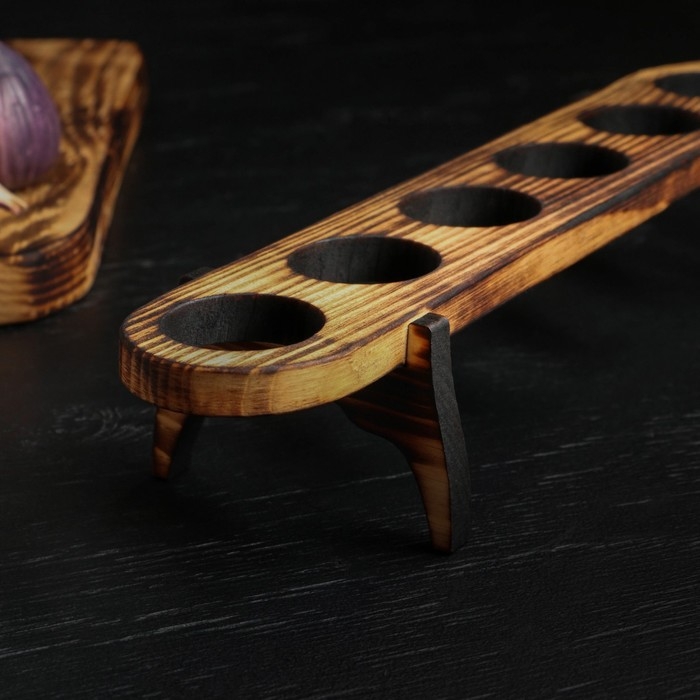 Доска деревянная для подачи шотов Wild Kitchen, 45.5×6.5×6 см, в обжиге, цельный кедр Доска деревянная для подачи шотов Wild Kitchen, 45.5×6.5×6 см, в обжиге, цельный кедр