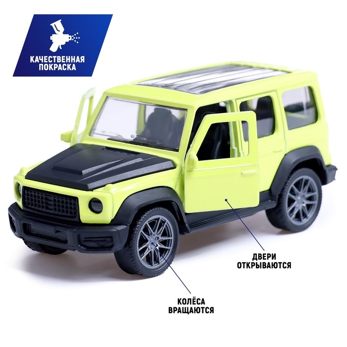 Машина металлическая «Джип», инерционная, 1:36, открываются двери, цвет зелёный Машина металлическая «Джип», инерционная, 1:36, открываются двери, цвет зелёный