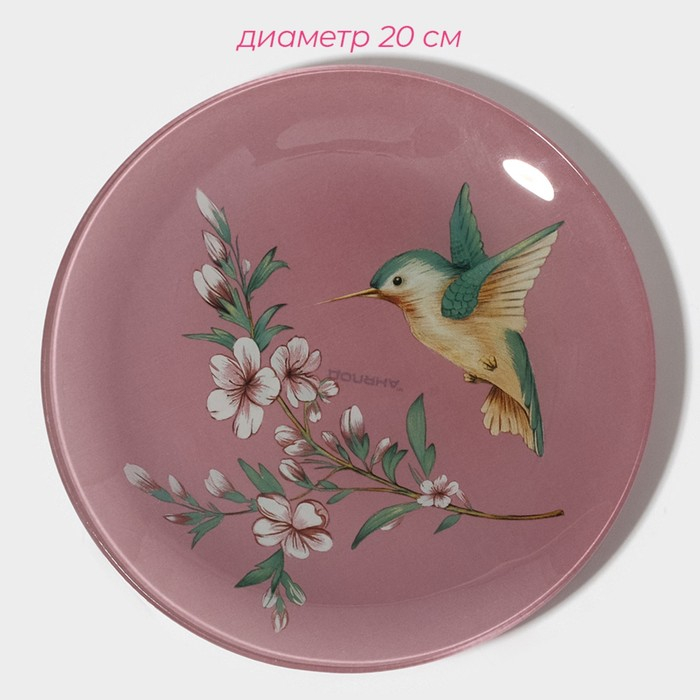 Набор тарелок стеклянных Доляна «Колибри», 19 предметов: 6 десертных тарелок, 6 обеденных тарелок, 6 мисок, салатник Набор тарелок стеклянных Доляна «Колибри», 19 предметов: 6 десертных тарелок, 6 обеденных тарелок, 6 мисок, салатник