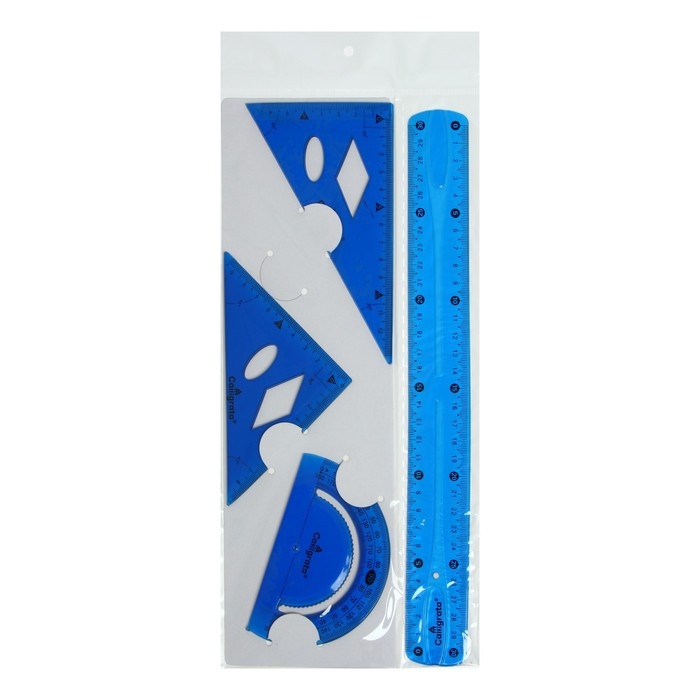 Набор геометрический, силиконовый, гибкий: линейка 30 см, 2 угольника, транспортир, МИКС Набор геометрический, силиконовый, гибкий: линейка 30 см, 2 угольника, транспортир, МИКС