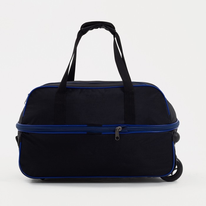 Сумка дорожная на колёсах, отдел на молнии, с увеличением, наружный карман, цвет чёрный Сумка дорожная на колёсах, отдел на молнии, с увеличением, наружный карман, цвет чёрный