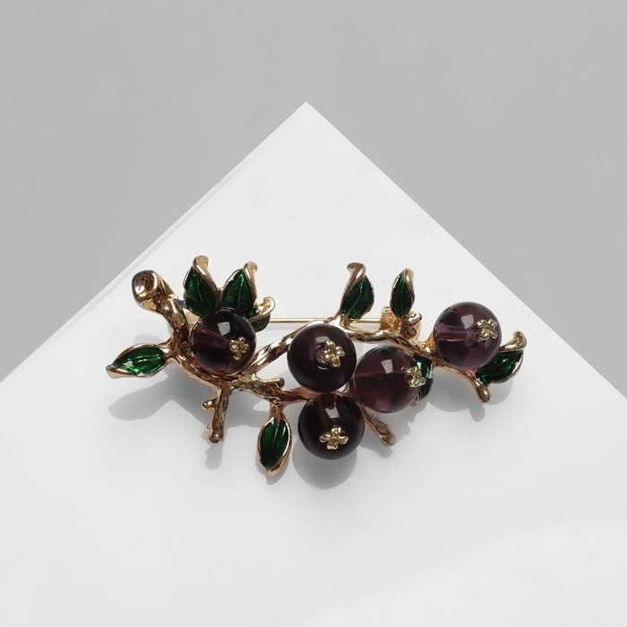 Брошь «Рябина» ягоды, цвет фиолетово-зелёный в золоте Брошь «Рябина» ягоды, цвет фиолетово-зелёный в золоте