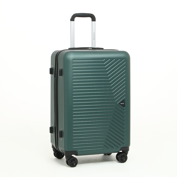 Чемодан средний 78 л (M), отдел на молнии, 4 колеса, цвет зелёный