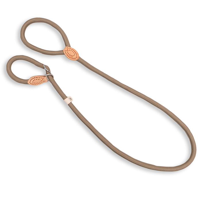 Поводок-удавка 150 х 1 см, полиэстер и натуральная кожа, бежевый Поводок-удавка 150 х 1 см, полиэстер и натуральная кожа, бежевый