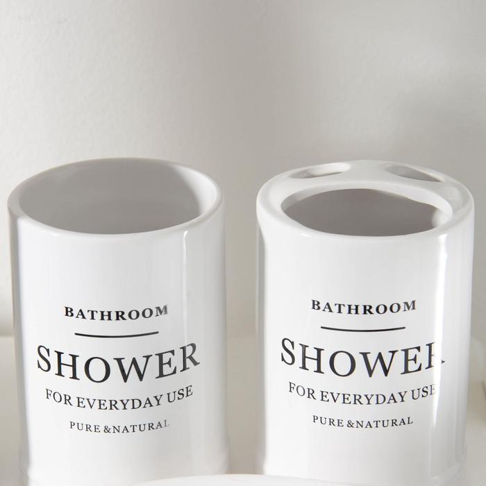 Набор аксессуаров для ванной комнаты «Лофт», 4 предмета (мыльница, дозатор для мыла 440 мл, 2 стакана 320 мл), цвет белый Набор аксессуаров для ванной комнаты «Лофт», 4 предмета (мыльница, дозатор для мыла 440 мл, 2 стакана 320 мл), цвет белый