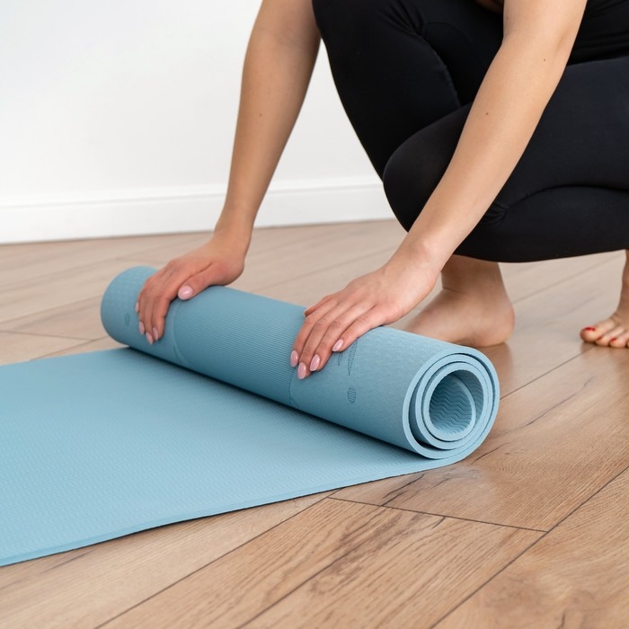 Коврик для йоги Sangh «Луна», 183х61х0,6 см, цвет пастельный голубой Коврик для йоги Sangh «Луна», 183х61х0,6 см, цвет пастельный голубой