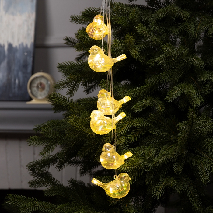 НИТЬ-ГРОЗДИ DCR. IP20, 60 см, Н.С. НИТЬ-ГРОЗДИ DCR. IP20, 60 см, Н.С. "Птички", LED-30-4.5V, ААх3, свечение тёплое белое