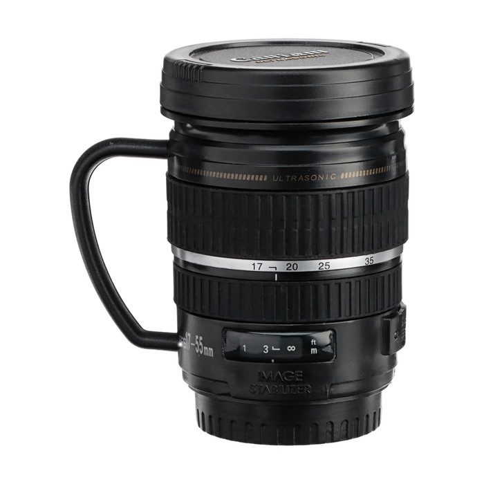 Термокружка, 220 мл, Экземпляр Термокружка, 220 мл, Экземпляр "Объектив", сохраняет тепло 2 часа, черная