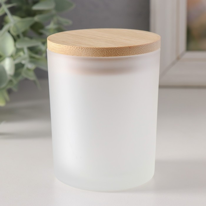 Банка для свечей стекло с крышкой Банка для свечей стекло с крышкой "Белая полуматовая" 220 мл 7х7х8,4 см