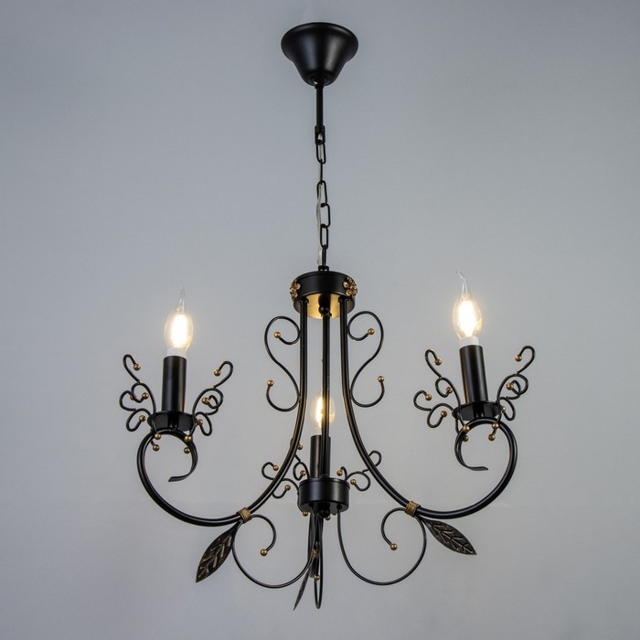 Люстра Люстра "Ариэль" 3xE14 40Вт черно-золотой 58х58х40,5-100 см BayerLux