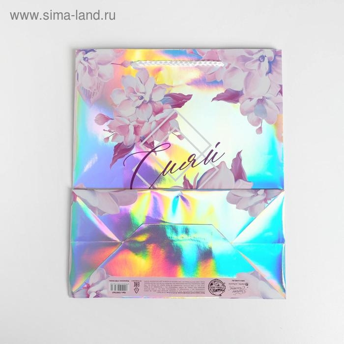 Пакет подарочный голографический, упаковка, «Сияй», 23 х 27 х 11,5 см