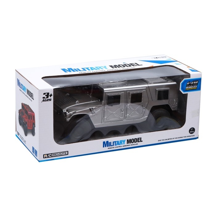 Джип радиоуправляемый «Хамер», свет, работает от батареек, 1:18, цвет серый
