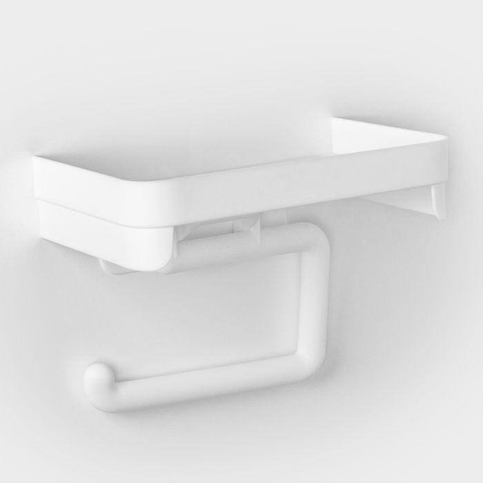 Держатель для туалетной бумаги с полочкой, цвет белый Держатель для туалетной бумаги с полочкой, цвет белый
