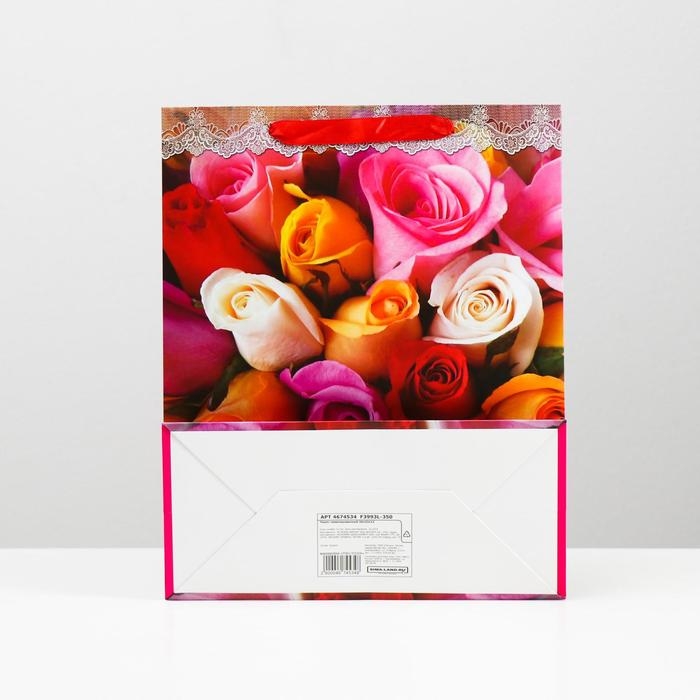 Пакет ламинированный  Пакет ламинированный "Яркая роза" 26x32x12