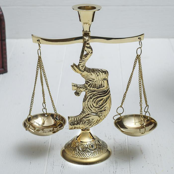 Подсвечник "Слон с чашей весов" 6,5х6,5х19 см