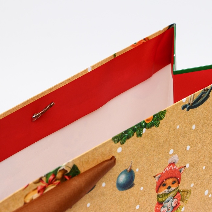 Новый год. Пакет подарочный "Зверята", 50 х 40 х 15 см.