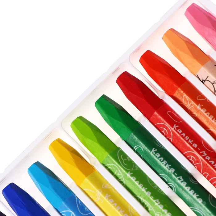 Пастель масляная 12 цветов  Пастель масляная 12 цветов "Каляка-Маляка", утолщенная, 11 мм, шестигранная