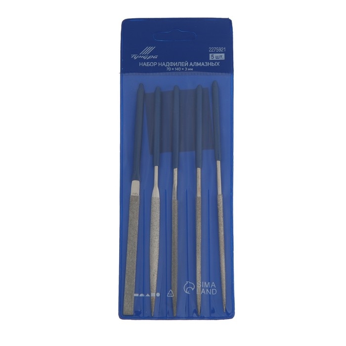 Набор надфилей алмазных ТУНДРА, обрезиненные рукоятки, 70 х 140 х 3 мм, 5 шт. Набор надфилей алмазных ТУНДРА, обрезиненные рукоятки, 70 х 140 х 3 мм, 5 шт.