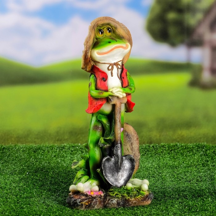 Садовая фигура Садовая фигура "Лягушонок садовник" 17x12x33см