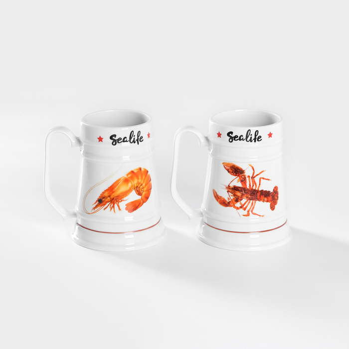 Бокал для пива фарфоровый Sealife, 600 мл, микс