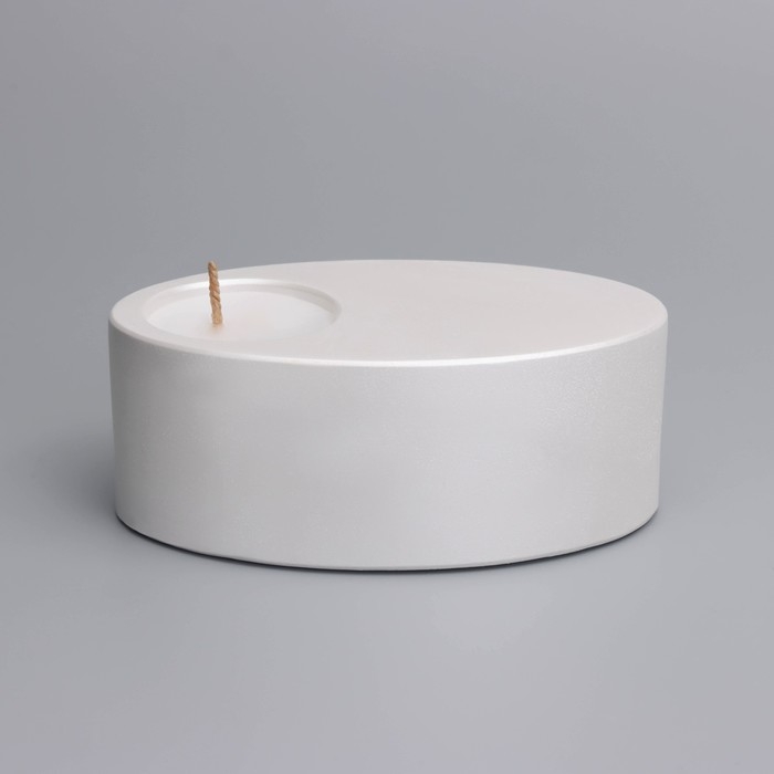 Свеча  Свеча "Узкий овал. Мрамор" в подсвечнике из гипса,11,5х7х4см,белый перламутр