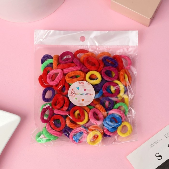 Резинка для волос  Резинка для волос "Махрушка" (набор 100 шт) классика ассорти