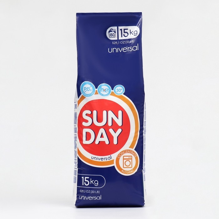 Стиральный порошок Sunday универсальный, для автоматической стирки, 15 кг Стиральный порошок Sunday универсальный, для автоматической стирки, 15 кг