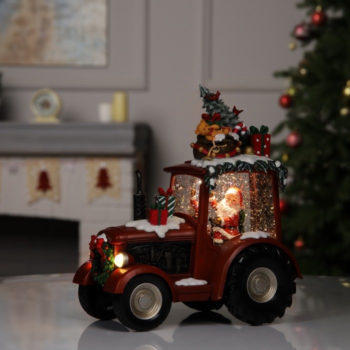 Фигура светодиодная «Праздничный трактор», 25х13х21 см, музыка, батарейки ААх3 (не в комплекте), USB, свечение тёплое белое Фигура светодиодная «Праздничный трактор», 25х13х21 см, музыка, батарейки ААх3 (не в комплекте), USB, свечение тёплое белое
