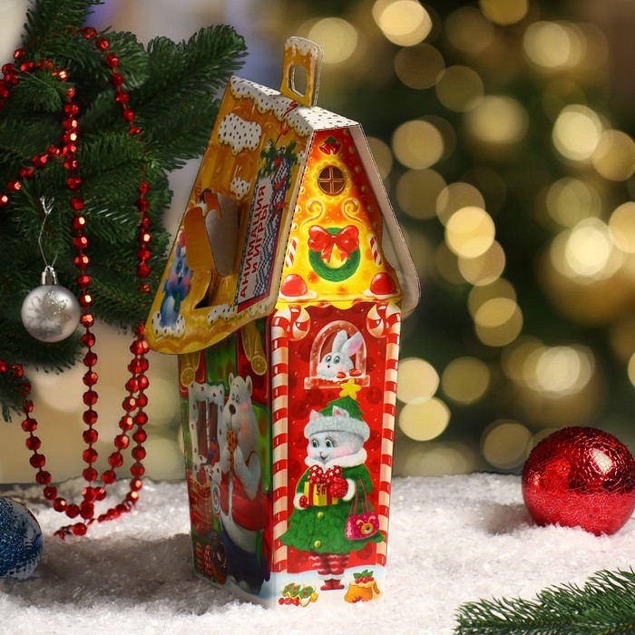 Новый год. Подарочная коробка Новый год. Подарочная коробка "Мармелад", дом сказочный, 14,3 х 7,2 х 28,5 см.