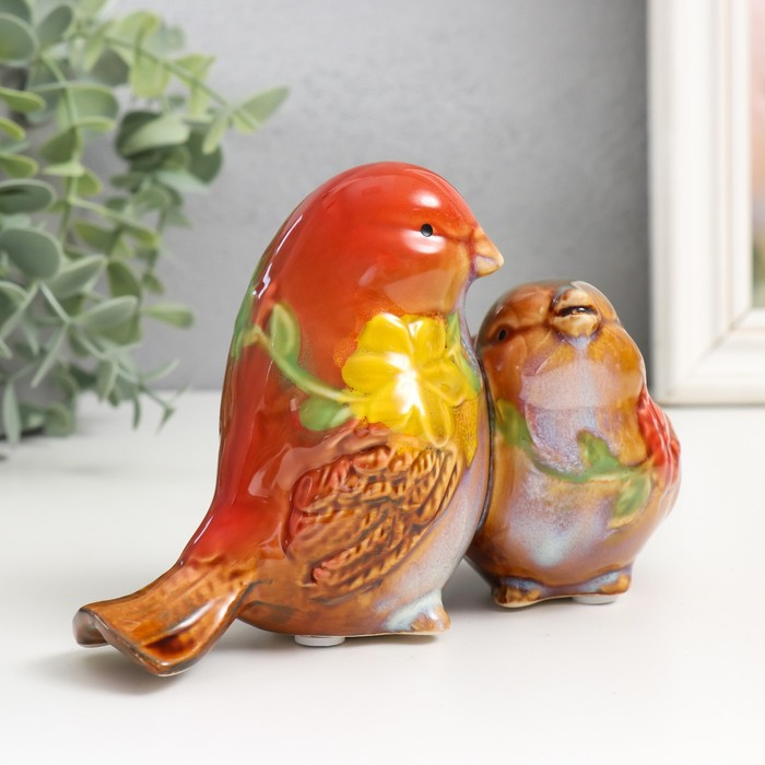 Сувенир керамика  Сувенир керамика "Воробьи с цветами" МИКС 10х16,5х10 см