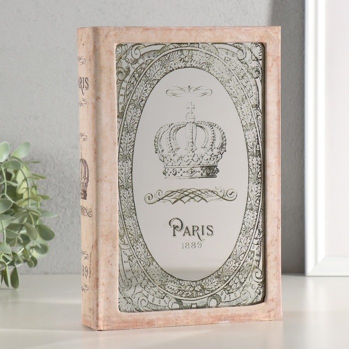 Сейф-книга дерево, кожзам, зеркало Сейф-книга дерево, кожзам, зеркало "Корона Франции" 24х16х5 см