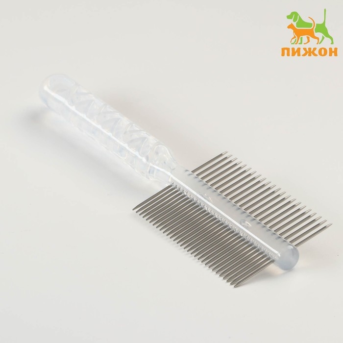 Расчёска для шерсти  Расчёска для шерсти "Пузырьки" двухсторонняя, прозрачная, 19,5 х 5,6 см