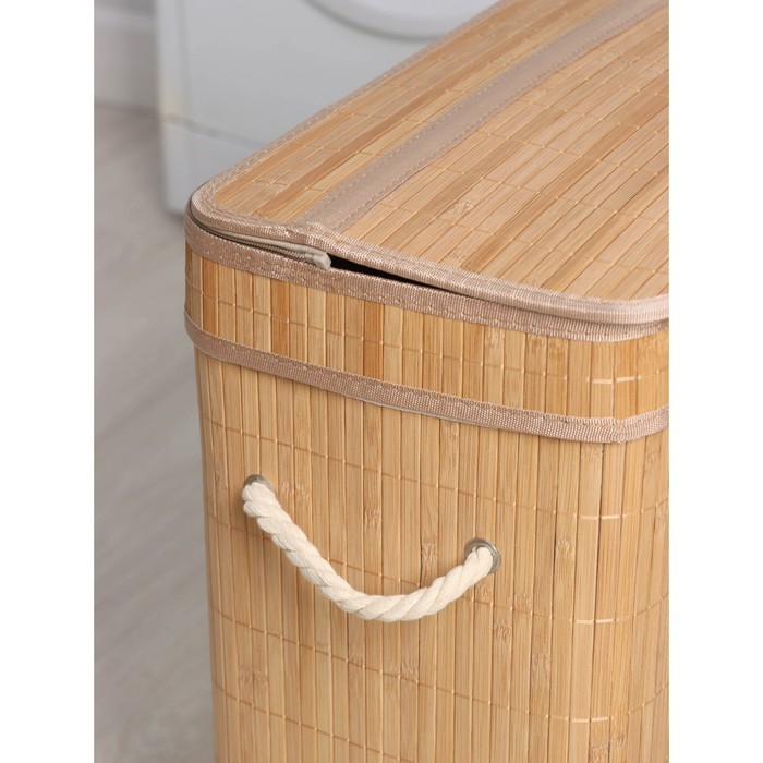 Корзина для белья Доляна «Кантри», с крышкой, 46×26×55 см, цвет бежевый Корзина для белья Доляна «Кантри», с крышкой, 46×26×55 см, цвет бежевый