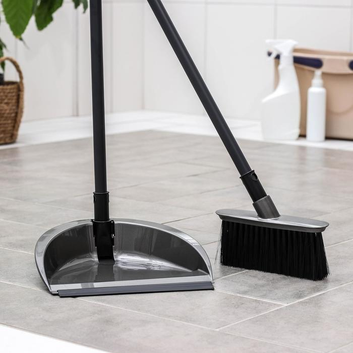 Щётка для пола с совком и кромкой «Классика», цвет антрацит Щётка для пола с совком и кромкой «Классика», цвет антрацит