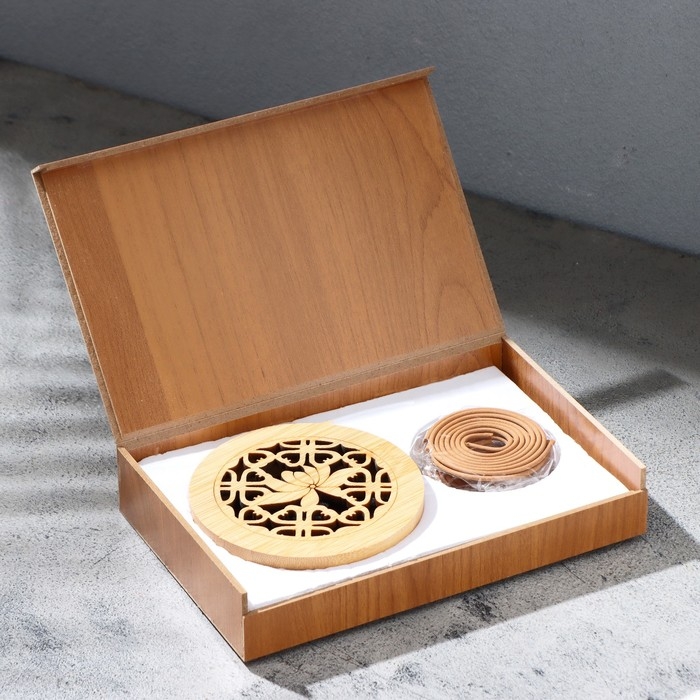 Набор благовоний с подставкой  Набор благовоний с подставкой "Узор", бежевый