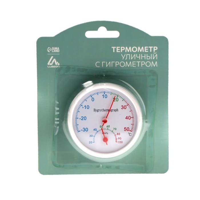 Термометр уличный, гигрометр, d=6.5 cм, белый Термометр уличный, гигрометр, d=6.5 cм, белый