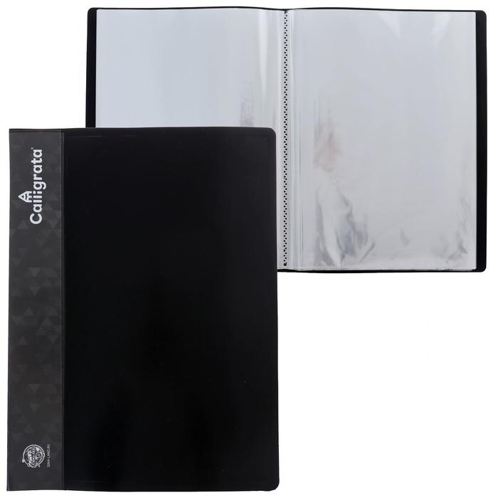 Папка с 40 вкладышами А4, 500 мкм, Calligrata, карман на корешке, чёрная Папка с 40 вкладышами А4, 500 мкм, Calligrata, карман на корешке, чёрная