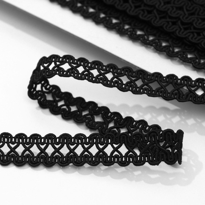 Тесьма декоративная «Песочные часы», 14 мм, 10 ± 1 м, цвет чёрный Тесьма декоративная «Песочные часы», 14 мм, 10 ± 1 м, цвет чёрный