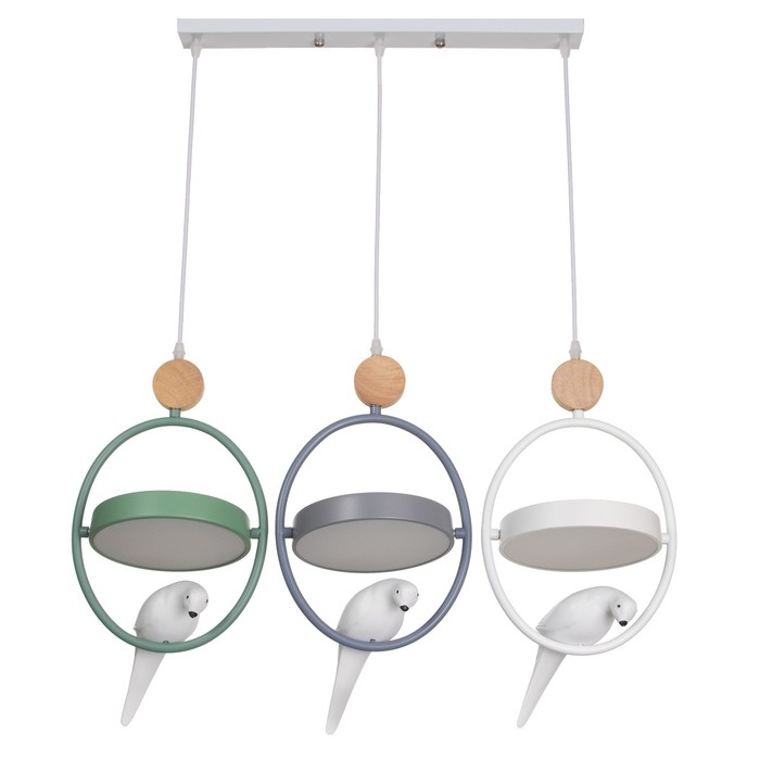 Люстра Люстра "Голуби" 3хLED 36Вт белый-серый-зеленый 80х25х100 см