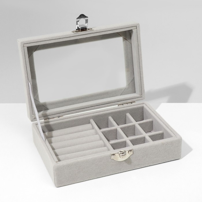 Подставка для украшений «Шкатулка», 5 рядов, 9 ячеек, 15×10×4,5, цвет серый Подставка для украшений «Шкатулка», 5 рядов, 9 ячеек, 15×10×4,5, цвет серый