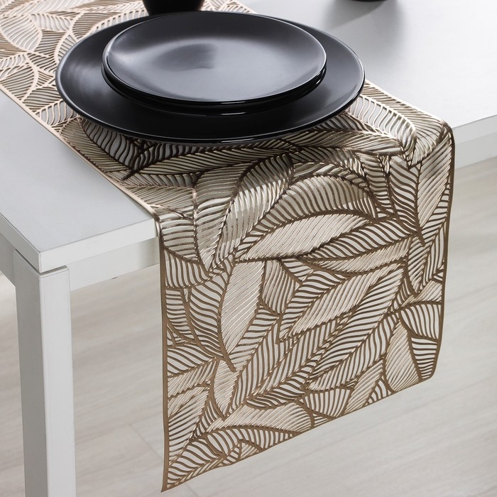 Дорожка на стол Доляна «Листопад», 30×150 см, цвет золотой Дорожка на стол Доляна «Листопад», 30×150 см, цвет золотой