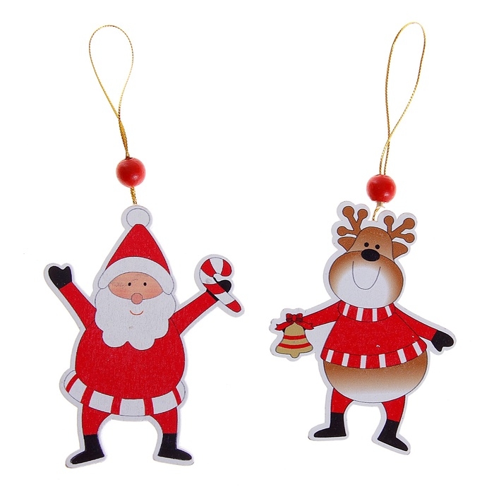 Подвеска новогодняя «Весёлые друзья», золотая нить, МИКС Подвеска новогодняя «Весёлые друзья», золотая нить, МИКС