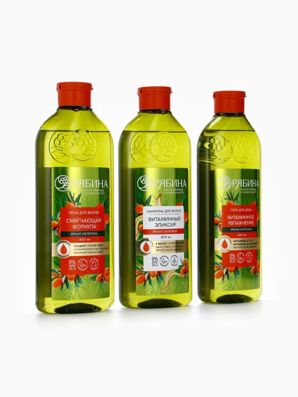 Шампунь для волос, витаминный эликсир, аромат облепихи, 250 мл, Рябина Шампунь для волос, витаминный эликсир, аромат облепихи, 250 мл, Рябина