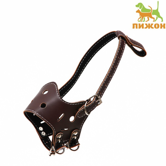 Намордник из прессованной кожи регулируемый, №2, ДН 5 см, ОМ 15-22 см, коричневый Намордник из прессованной кожи регулируемый, №2, ДН 5 см, ОМ 15-22 см, коричневый