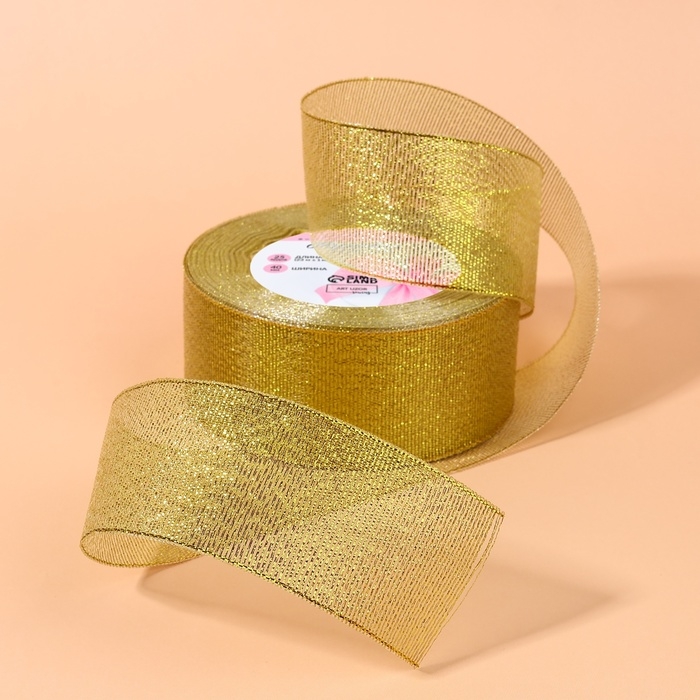 Лента парчовая, 40 мм, 23 ± 1 м, цвет золотой Лента парчовая, 40 мм, 23 ± 1 м, цвет золотой