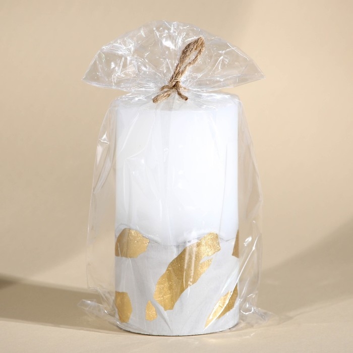 Свеча интерьерная белая с бетоном и поталью, 12,5 х 7 см Свеча интерьерная белая с бетоном и поталью, 12,5 х 7 см