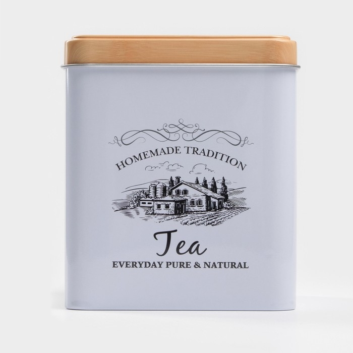 Банка для чая &laquo;Дом и поле&raquo;, 12&times;10&times;10 см, цвет белый