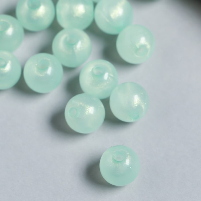 Бусины пластик Бусины пластик "Шарики светло-зелёные с блёстками" светятся в темноте 20 гр d=1,2 см