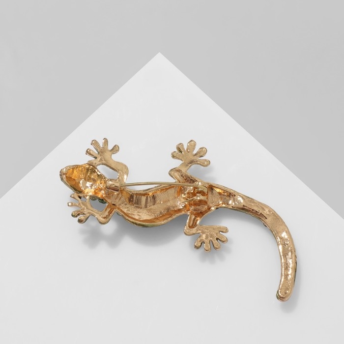 Брошь «Ящерица», цвет зелёный в золоте Брошь «Ящерица», цвет зелёный в золоте